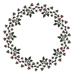 Vector colorful floral frame with leaves illustration