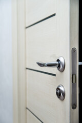 chrome door handle close-up.