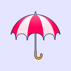 Umbrella Colorful Icon Vector Illustration with Outline for Graphic Element