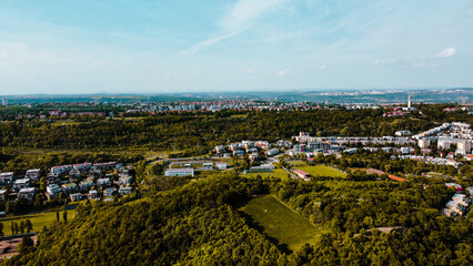 Fototapeta na wymiar Aerial photography of Prague suburbs in summer