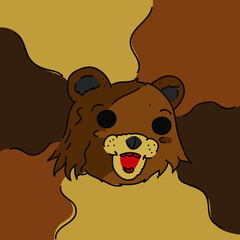 Cute brown bear, vector on white background