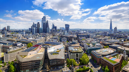 panoramic view at the city center of london - obrazy, fototapety, plakaty