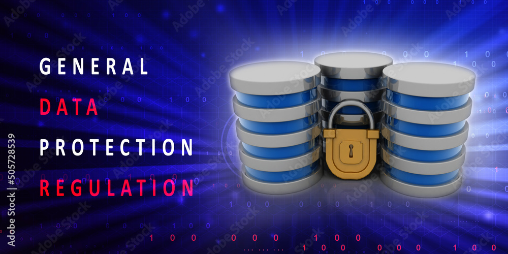 Poster 3d rendering database storage data base protection lock