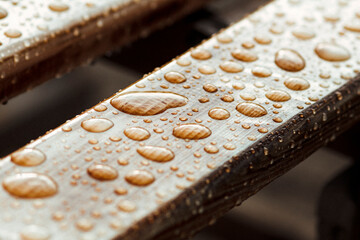 wet wooden planks, background of wood texture with water drops from the rain - Powered by Adobe