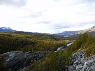 autumn in the mountains. tundra landscape finland, lapland