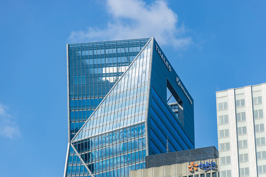 Tour Carpe Diem tower in La Defense business district in Paris France, headquarters of Thales