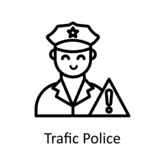 Traffic Police vector outline Icon Design illustration. City elements Symbol on White background EPS 10 File