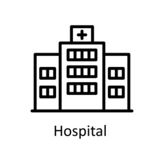 Hospital vector outline Icon Design illustration. City elements Symbol on White background EPS 10 File