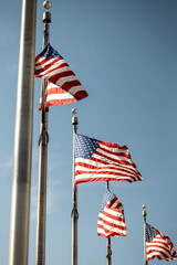 American Flags Waving in the Wind