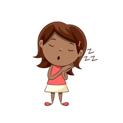 Little girl sleeping standing up