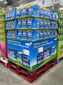 Sacramento, CA, USA March 24th 2022 Packages of claritin for sale at a local Costco warehouse	