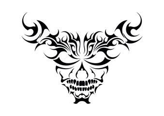 african dead horn voodoo skull abstract tattoo symbol sticker