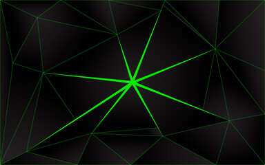 Modern mosaic wallpaper in black and green neon colors. Stylish triangle background. Vector illustration