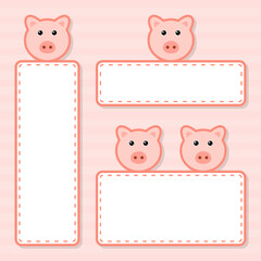 Set of cute banner with Pig