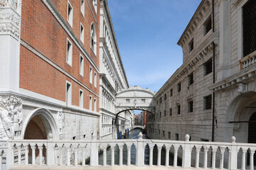 Incredible e very rare view of  bridge of sighs and Ducal Palace without people during lockdown