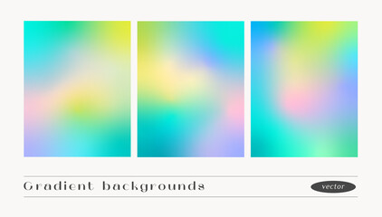 Fototapeta premium Colorful blur gradient backgrounds set. Minimalist vector backdrop.