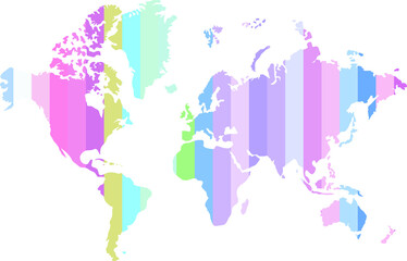 World Map vector with Colourful Lines