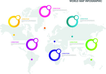 World Map Infographic Vector. Template of Report World Map 