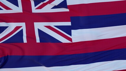Flag of Hawaii state, region of the United States, waving at wind. 3d rendering