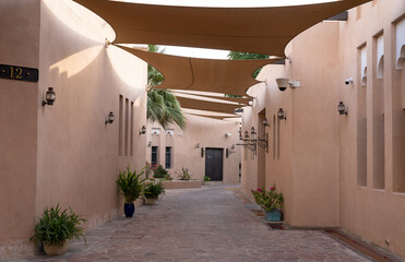 Fototapeta na wymiar The streets of the Katara Cultural Village on a hot summer day