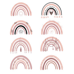 Organic Rainbow Clip Art. Boho elements.