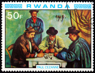 Postage stamp Rwanda 1980 The Card Players, by Cezanne