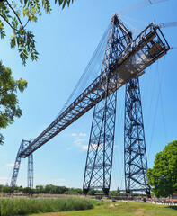 the metal transporter bridge of Rochefort sur Mer which allows pedestrians to cross the Charente...