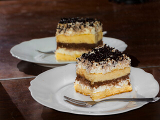 Cottage cheese chocolate cake on a plate