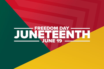 Juneteenth. Freedom Day. June 19. Holiday concept. Template for background, banner, card, poster with text inscription. Vector EPS10 illustration. - obrazy, fototapety, plakaty