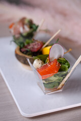 assorted different bruschetta on a white plate