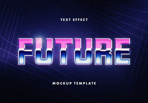 Retro Futuristic Chrome Text Effect Mockup