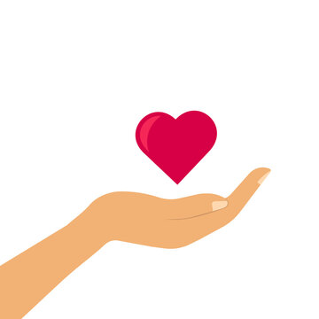 red heart between two hands jpeg image jpg illustration Open empty hand icon protection giving gesture illustration hands and heart symbol illustration of two hands facing each other and there is love