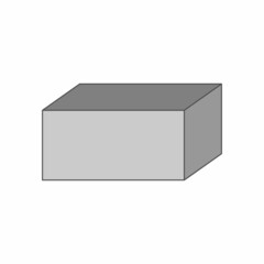 Grey cuboid basic simple 3d shape isolated on white background