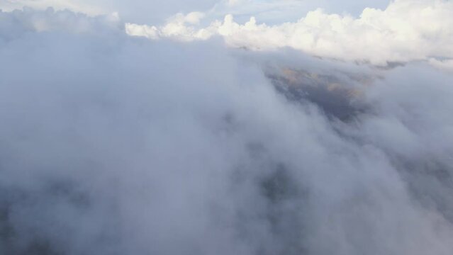 Incredible views through the clouds of the Canary volcanic island of La Gomera. Beautiful mountain views through the clouds