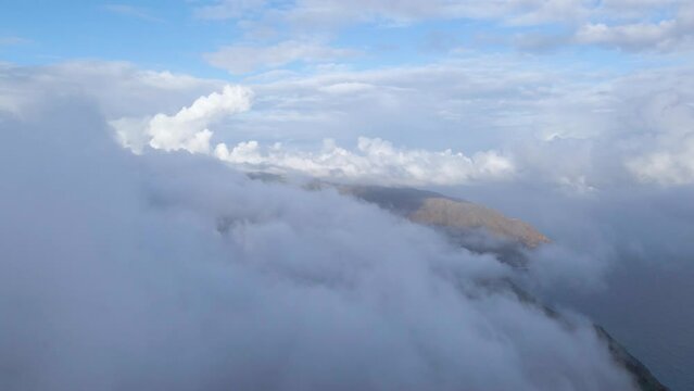 Incredible views through the clouds of the Canary volcanic island of La Gomera. Beautiful mountain views through the clouds