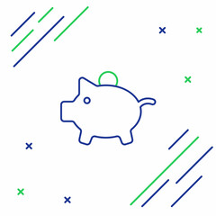 Line Piggy bank icon isolated on white background. Icon saving or accumulation of money, investment. Colorful outline concept. Vector