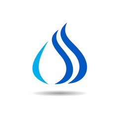 Simple flame logo design. Blue flame icon. Basic element graphic design