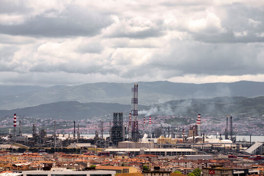 Turkey - May 19, 2022 : Tupras Izmit oil refinery, Tupras is Turkey's largest oil refinery Korfez/Kocaeli