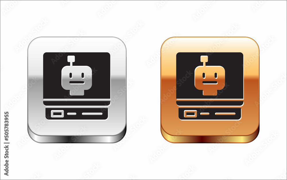 Poster black robot icon isolated on white background. artificial intelligence, machine learning, cloud comp