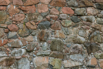 Close up view of natural nature stone wall texture. Sweden.