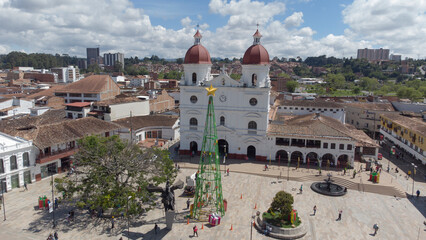Panoramic view of the municipality of Rionegro Antioquia Colombia, views from the air, drone photography Main Park