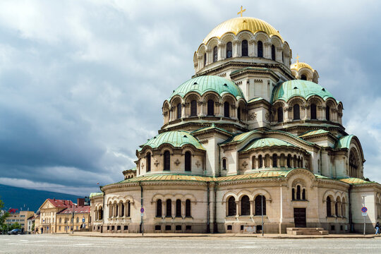 Exterior Of Church With Golden Domes