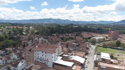 Fototapeta na wymiar Panoramic view of the municipality of Rionegro, Antioquia Colombia, views from the air, drone photography