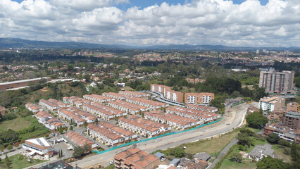 Panoramic view of the municipality of Rionegro, Antioquia Colombia, views from the air, drone photography