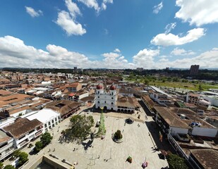 Panoramic view of the municipality of Rionegro, Antioquia Colombia, views from the air, drone...
