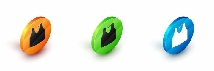 Isometric Undershirt icon isolated on white background. Circle button. Vector