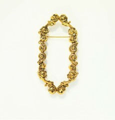 Handmade creative design frame brooch made from vintage ornate stamping fashion jewelry accessory unisex