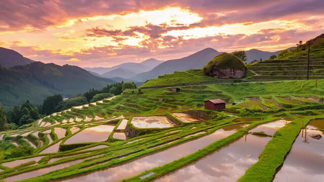 丸山千枚田の夕景