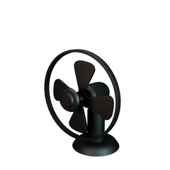 3D render of a retro style black fan on a transparent background - High resolution 4000 x 4000px