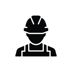 Construction worker icon. Labor, builder, employee, hardhat concept. Simple solid style. Glyph vector design illustration isolated on white background. EPS 10.